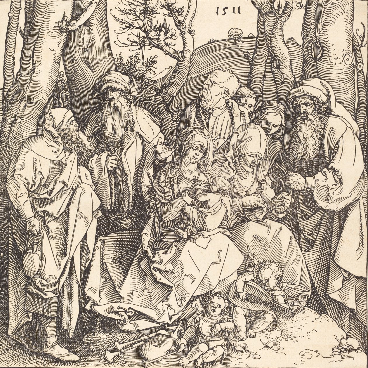 La Sainte Famille avec deux anges musiciens, 1511 - Albrecht Dürer