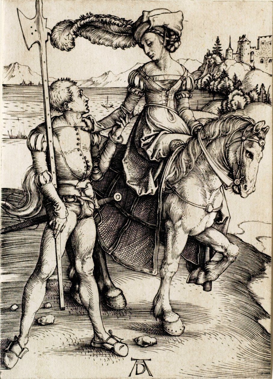 La dame à cheval avec le hallebardier - Albrecht Dürer