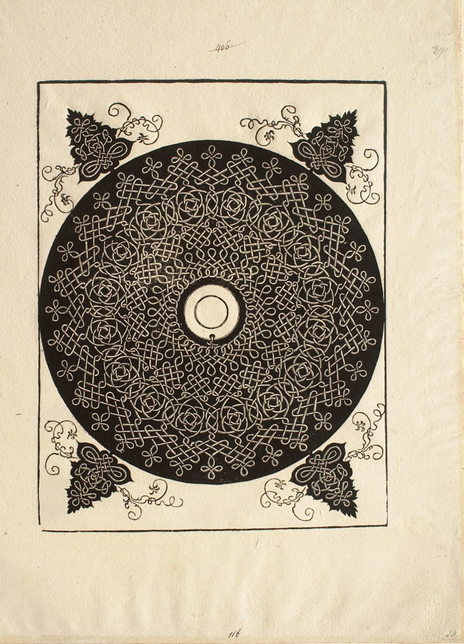 Troisième nœud, avec un cercle noir sur un médaillon blanc - Albrecht Dürer