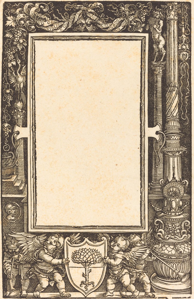 Bordure de titre avec putti tenant les armes de Pirckheimer, probablement 1513 - Albrecht Dürer
