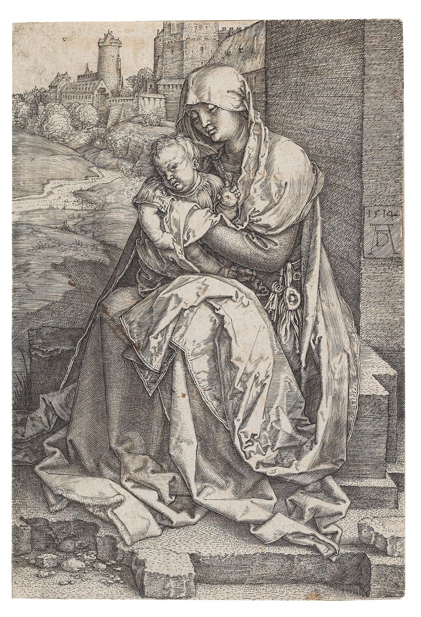 Vierge et Enfant assis près du mur, 1514 - Albrecht Dürer