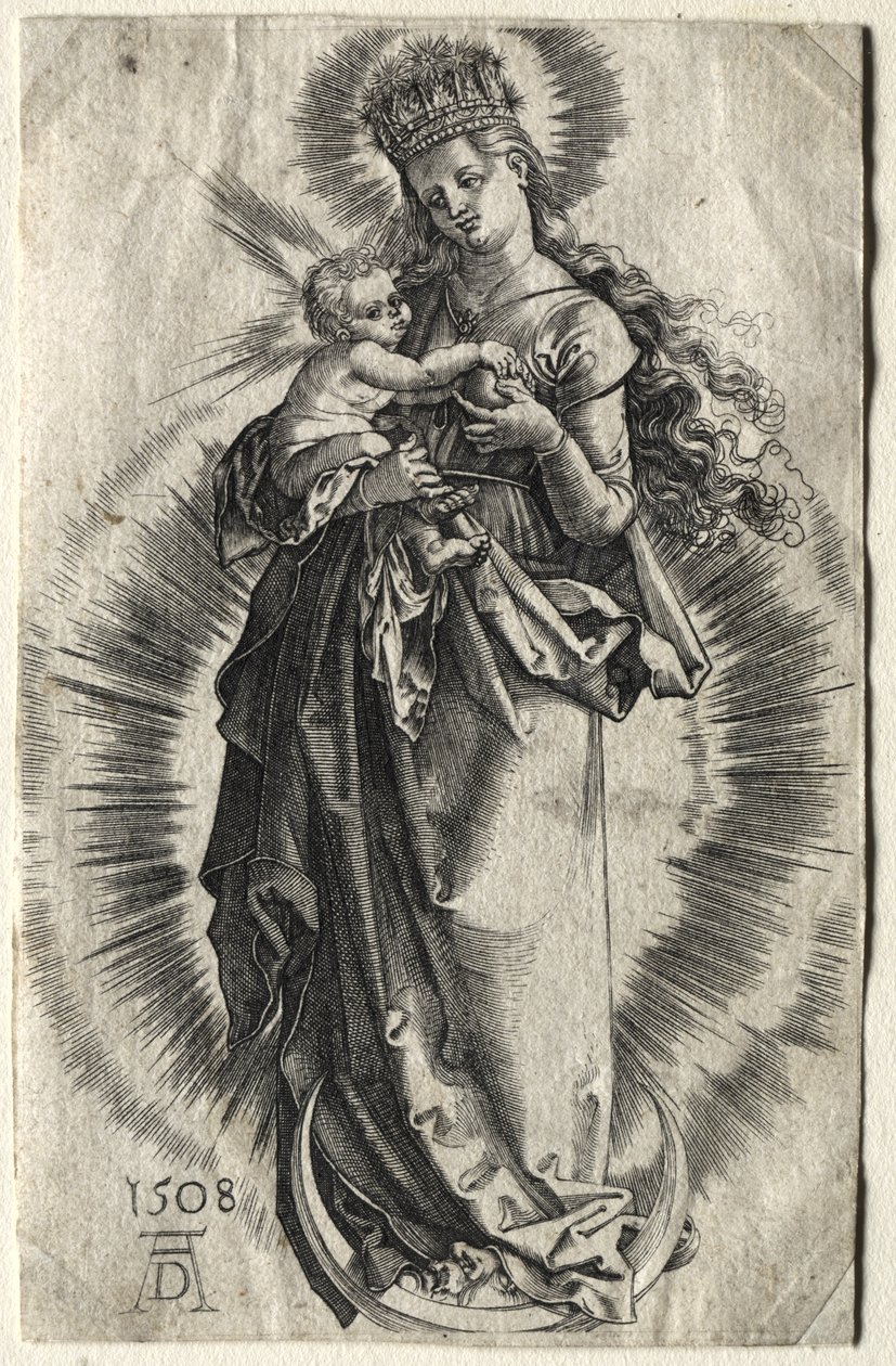 La Vierge sur un croissant, coiffée d