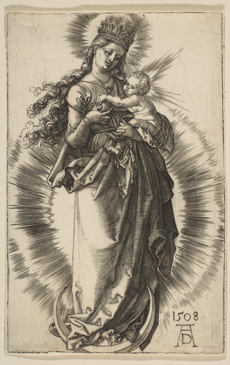Vierge sur un croissant avec une couronne étoilée - Albrecht Dürer
