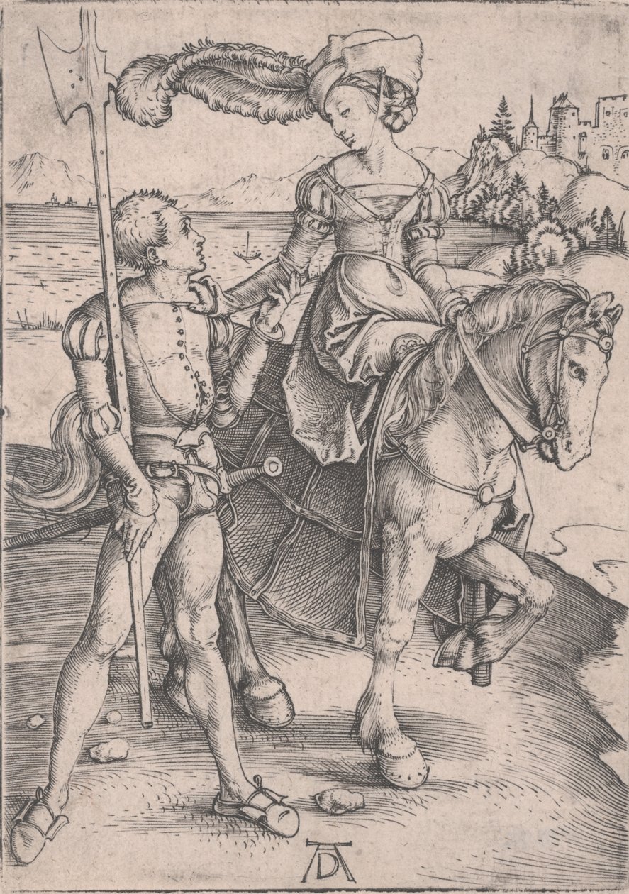 Une dame à cheval et un lansquenet - Albrecht Dürer