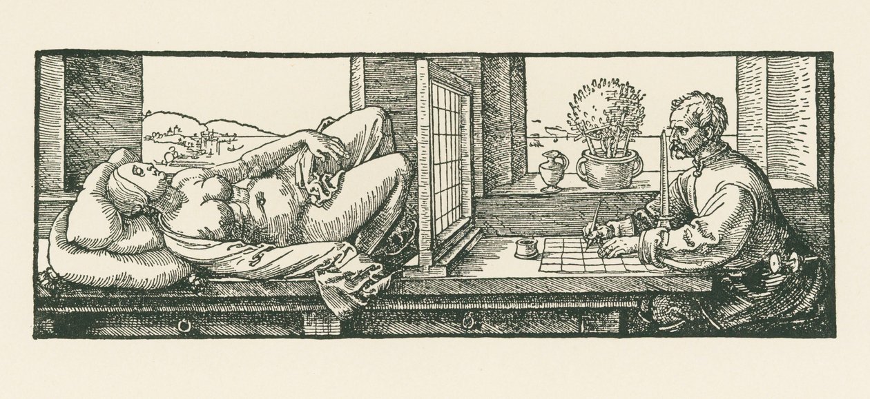 Un homme dessine une femme couchée - Albrecht Dürer or Duerer