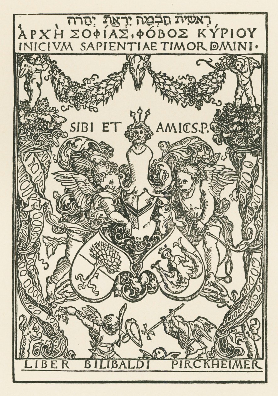 Ex-libris de Willibald Pirckheimer, vers 1502 (gravure sur bois) - Albrecht Dürer or Duerer