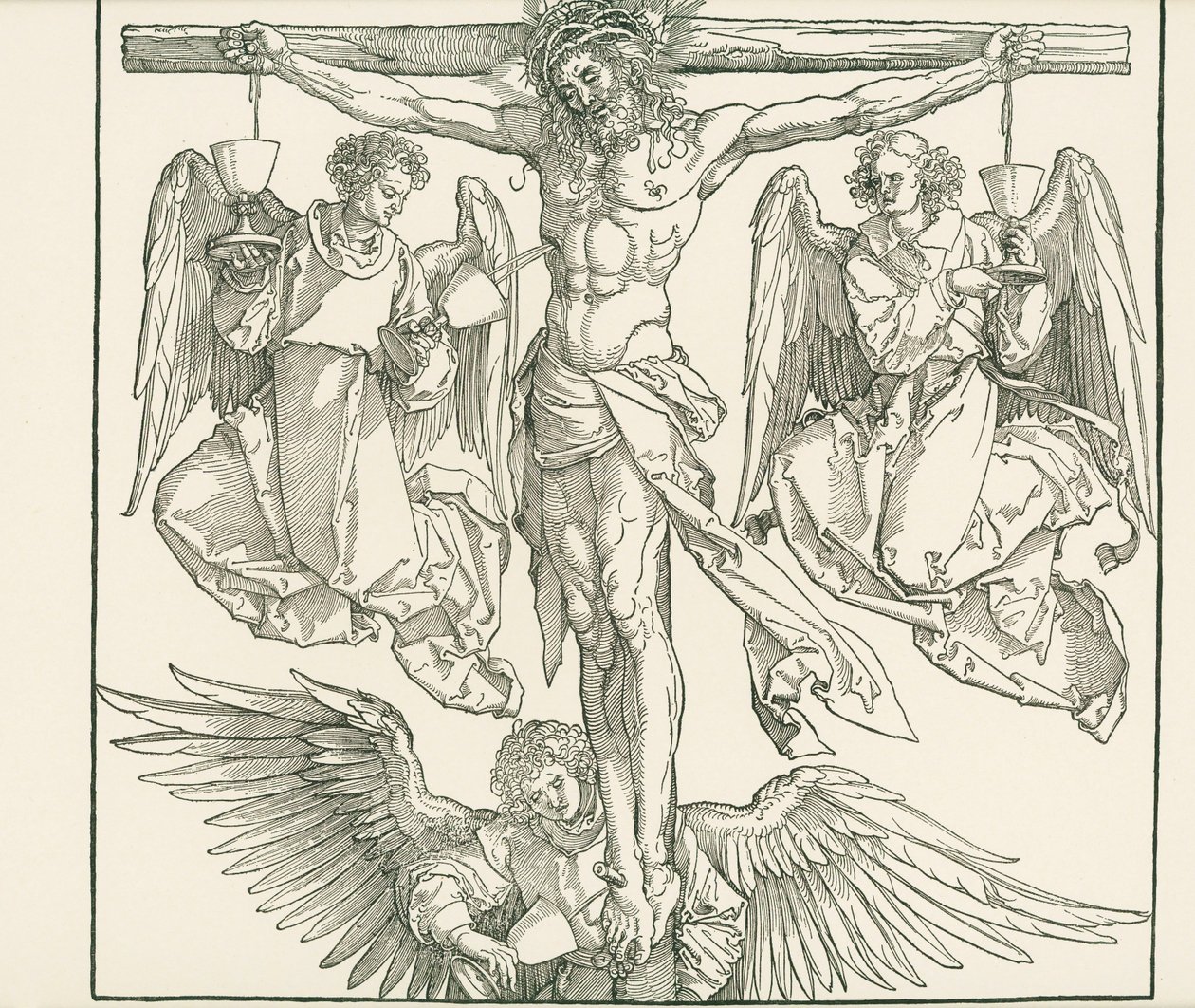 Le Christ en croix avec trois anges, vers 1513 (gravure sur bois) - Albrecht Dürer or Duerer