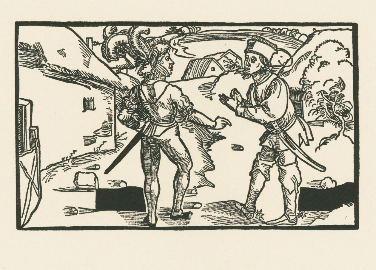 Clinia et Syrus, vers 1492-93 (gravure sur bois) - Albrecht Dürer or Duerer