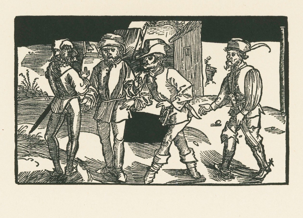Clitipho, Menedemus, Chremes und Syrus, vers 1492-93 (gravure sur bois) - Albrecht Dürer or Duerer