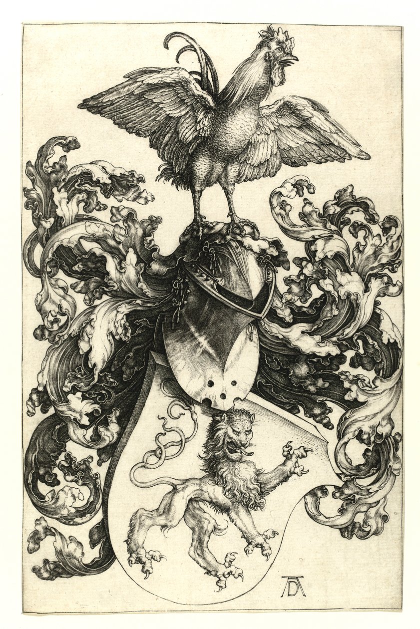 Blason avec lion et coq, 1502-03 - Albrecht Dürer