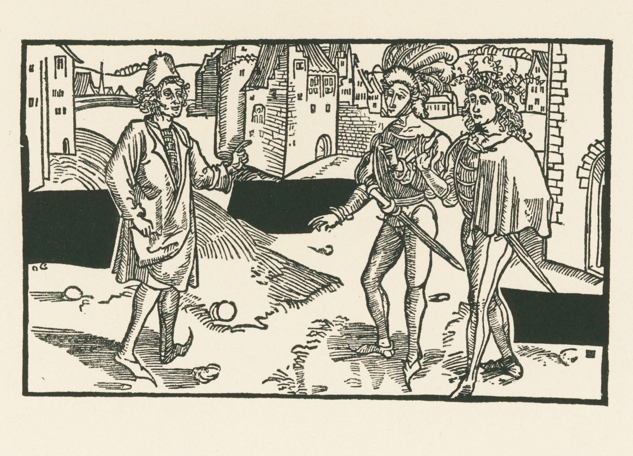 Davus, Pamphilus et Charinus, vers 1492-93 (gravure sur bois) - Albrecht Dürer or Duerer