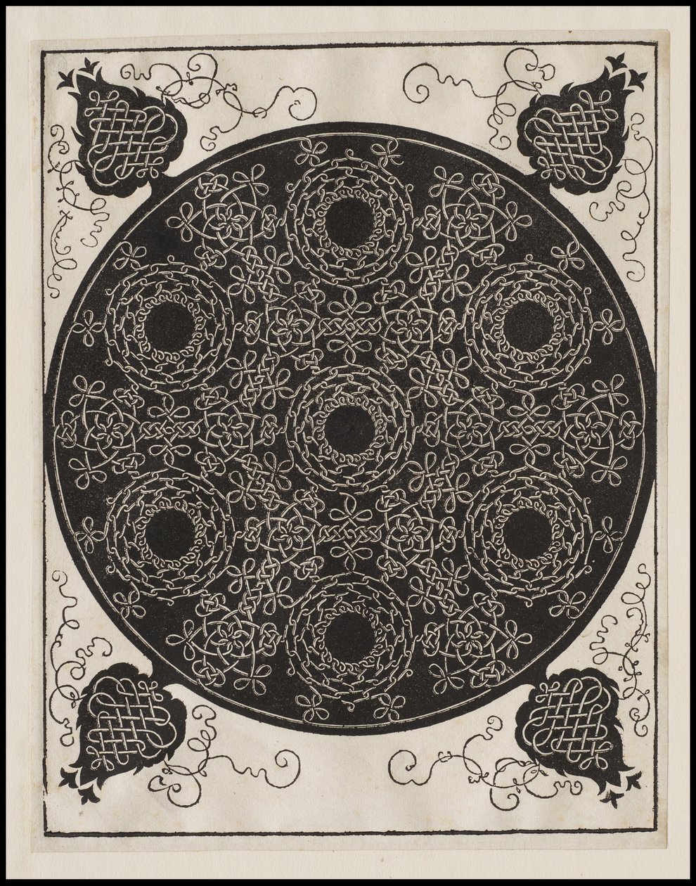 Quatrième nœud, 7 groupes circulaires de nœuds avec centres noirs - Albrecht Dürer