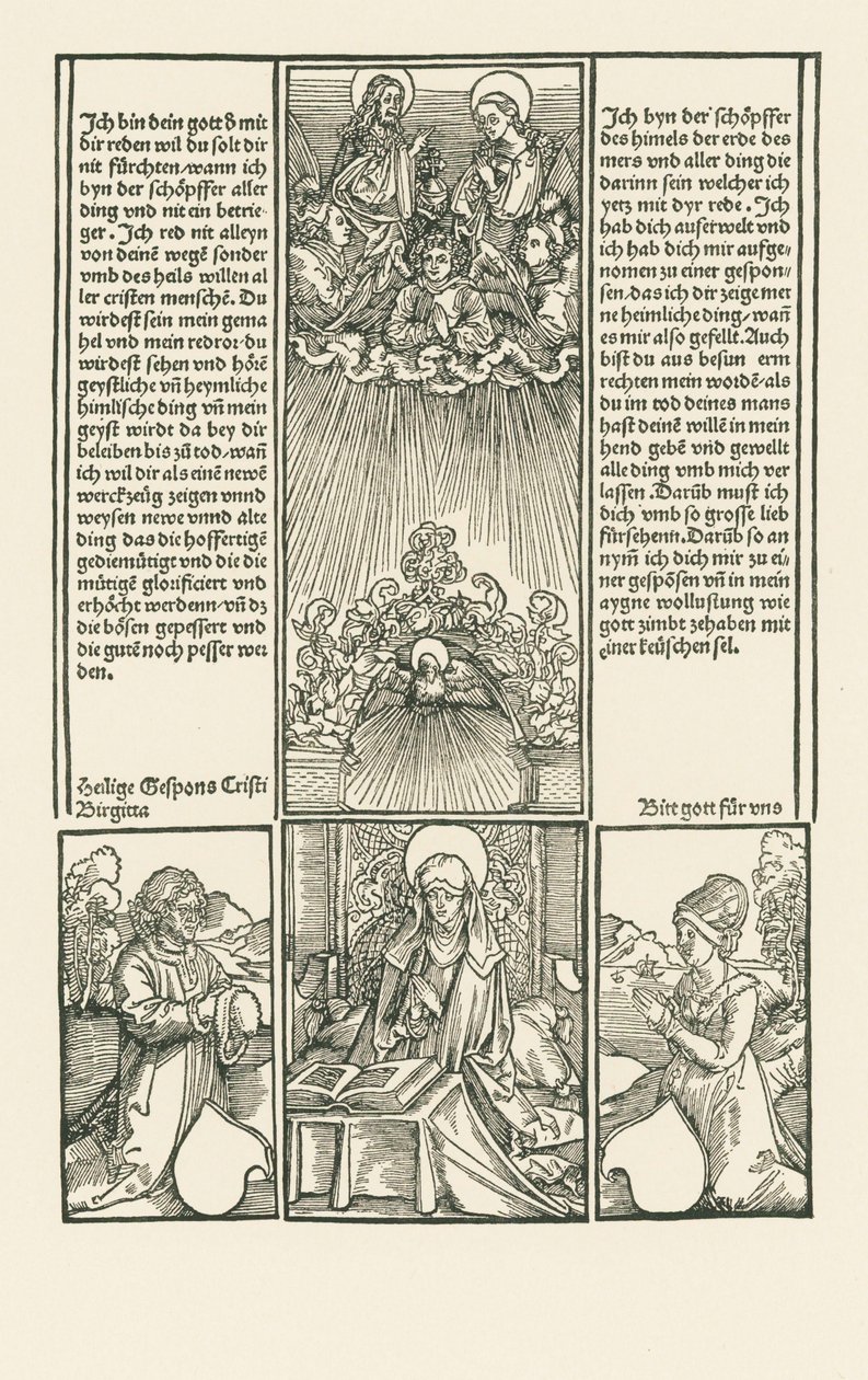 Sainte Birgitta comme intercesseur, avec un couple marié en train de prier - Albrecht Dürer or Duerer