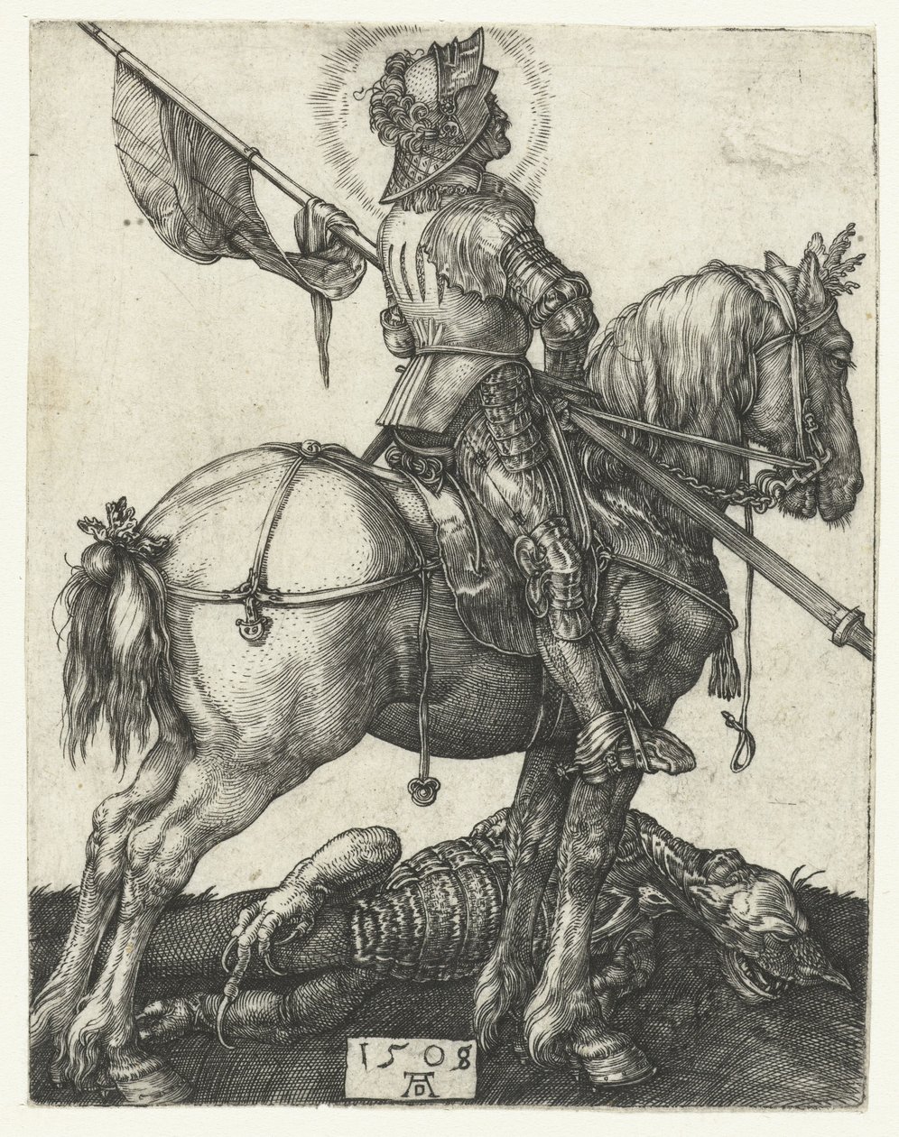 Saint Georges et le dragon de la mort - Albrecht Dürer or Duerer