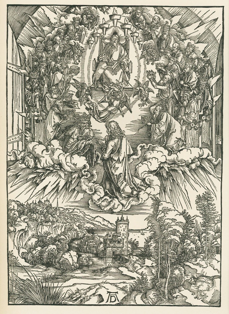 Saint Jean devant Dieu et les vingt-quatre vieillards au ciel. L