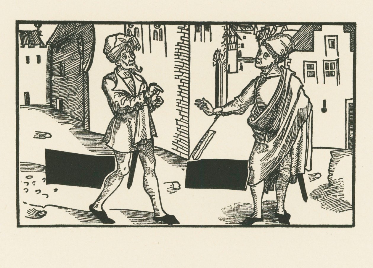 Sannio et Syrus, vers 1492-93 (gravure sur bois) - Albrecht Dürer or Duerer