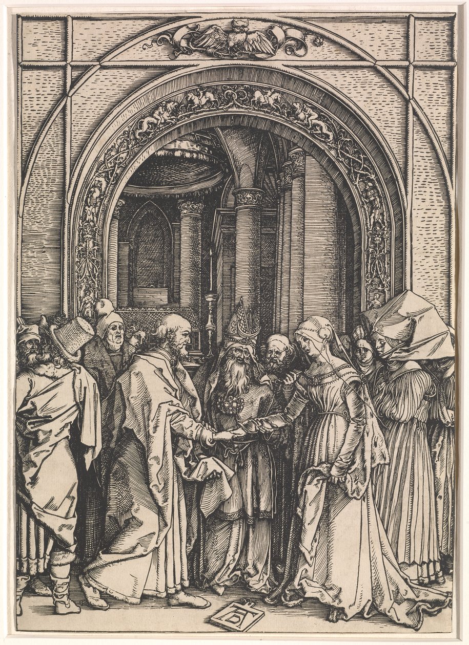 Les fiançailles de la Vierge de : La vie de la Vierge, vers 1504-05 - Albrecht Dürer