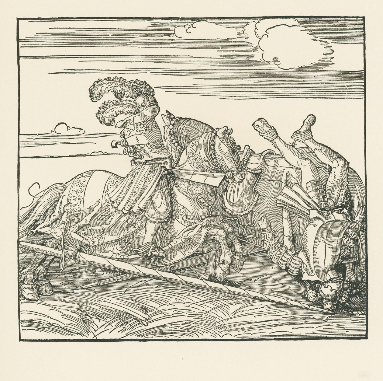 Le tournoi allemand, vers 1517-18 (gravure sur bois) - Albrecht Dürer or Duerer