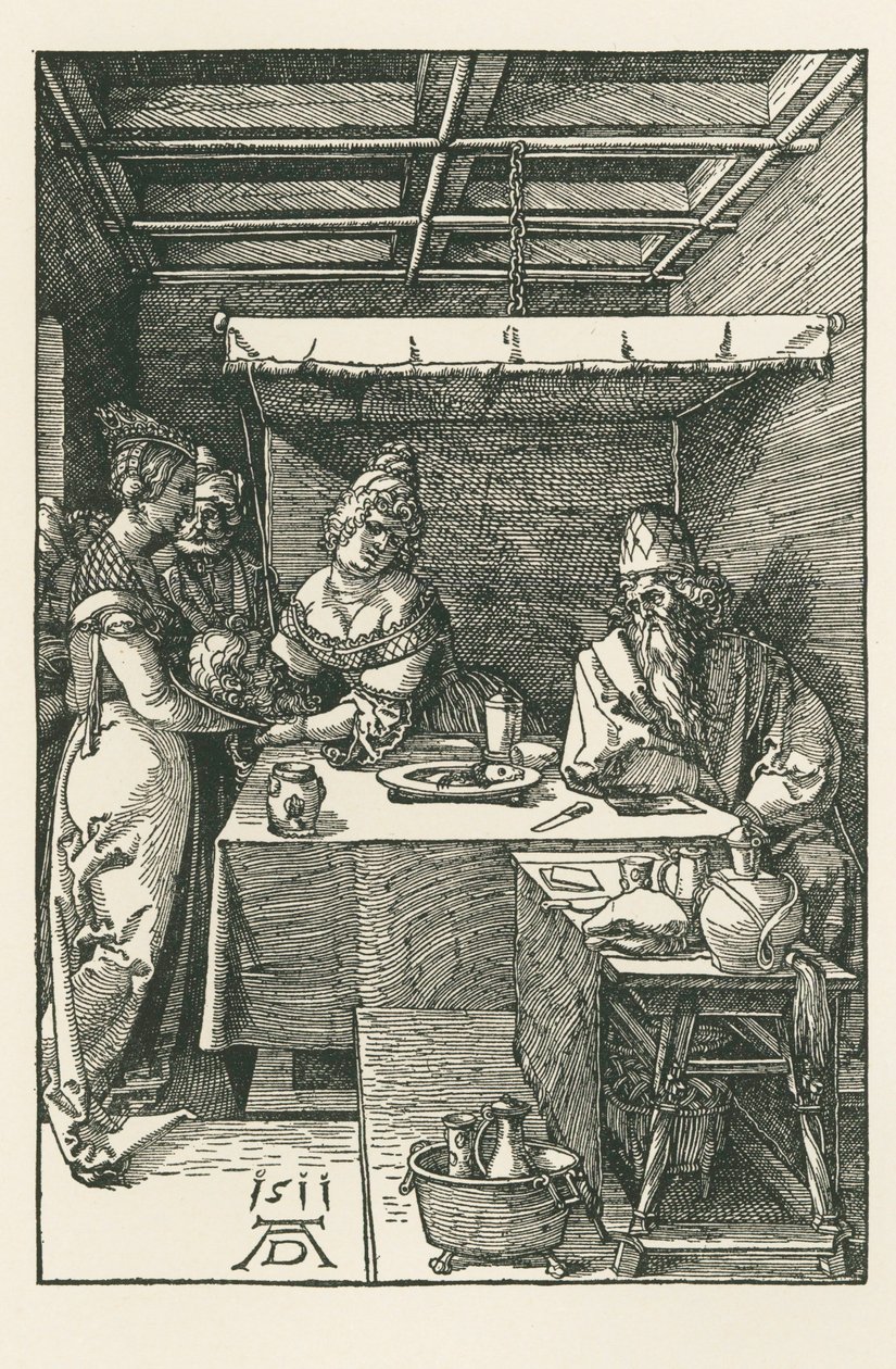 La tête de saint Jean-Baptiste est apportée à Hérode - Albrecht Dürer or Duerer