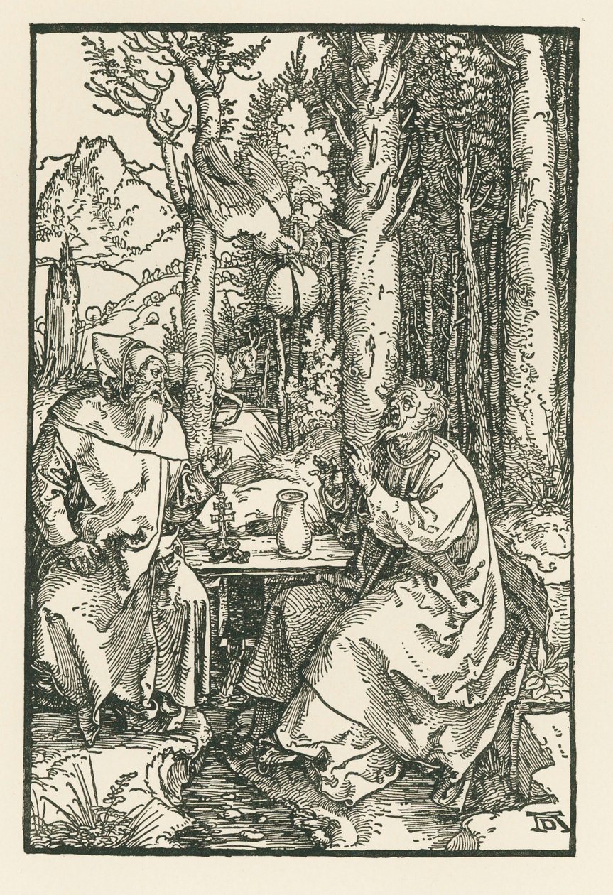 Les Ermites Saint Antoine le Grand et Saint Paul, vers 1503-04 (gravure sur bois) - Albrecht Dürer or Duerer