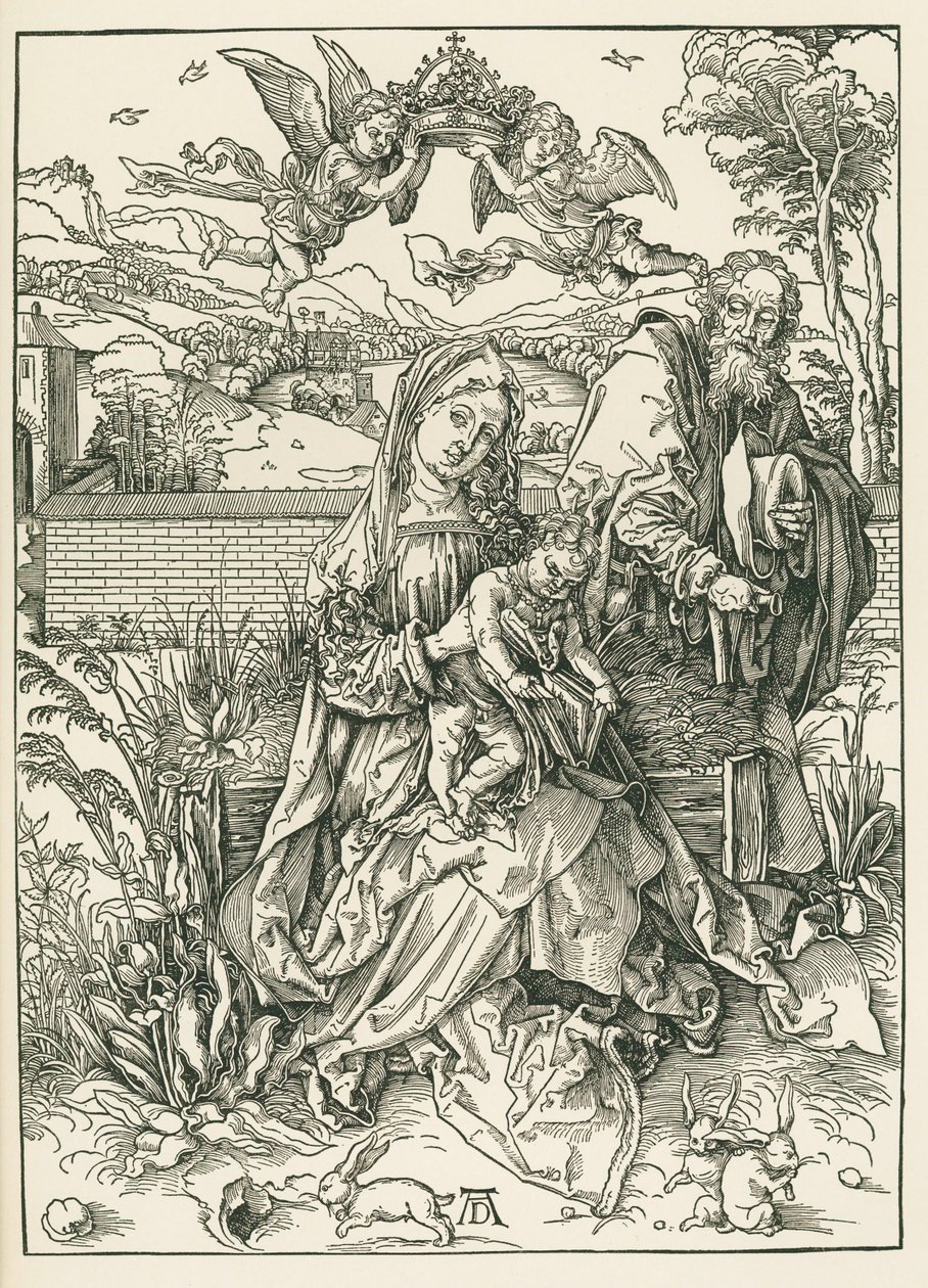 La Sainte Famille avec trois lièvres, vers 1497 (gravure sur bois) - Albrecht Dürer or Duerer