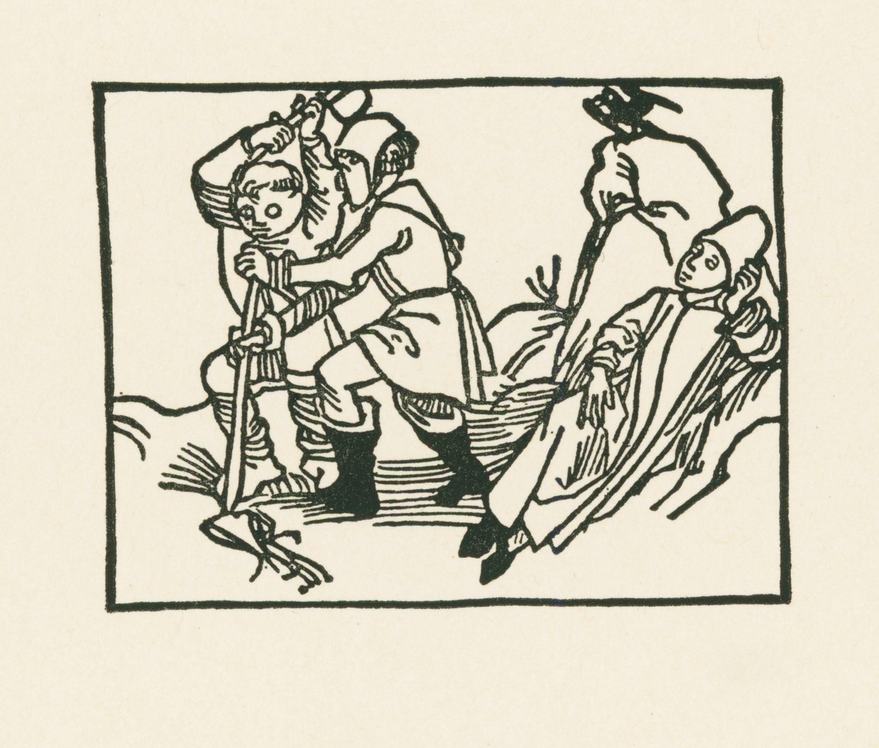 Le prêtre est couché dans la prairie, un corbeau croasse sur une pierre creuse, vers 1489-90 (gravure sur bois) - Albrecht Dürer or Duerer