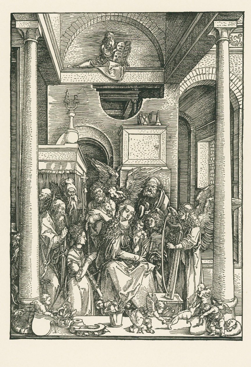 La Vierge adorée par les anges et les saints, vers 1502 (gravure sur bois) - Albrecht Dürer or Duerer