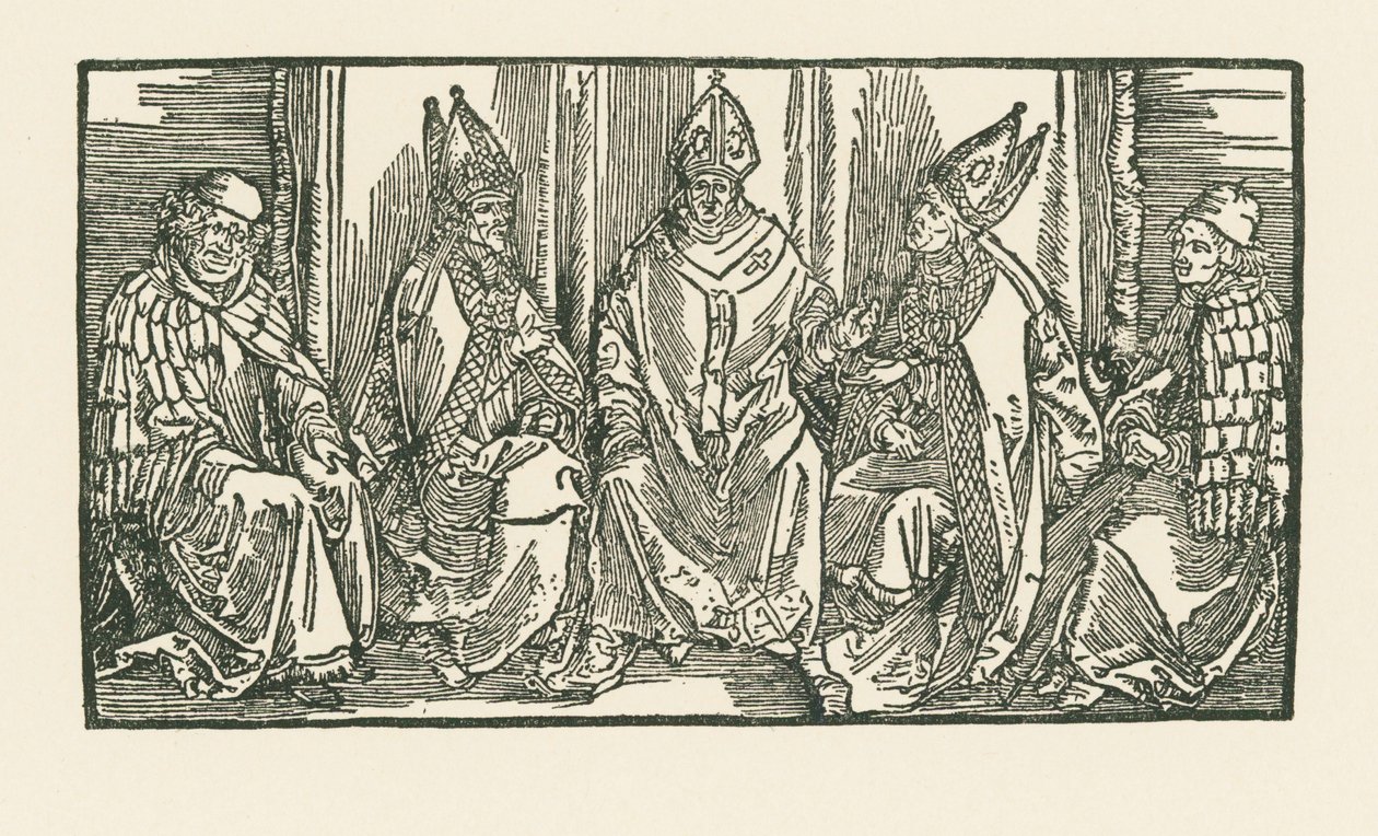 Trois évêques et deux moines - Albrecht Dürer or Duerer