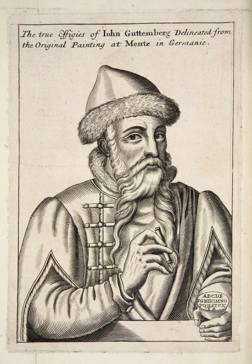 John Guttemberg, de Mechanick Exercises: or The Doctrine of Handy-Works applied to the Art of Printing, pub. 1683 - Albrecht after Mentz