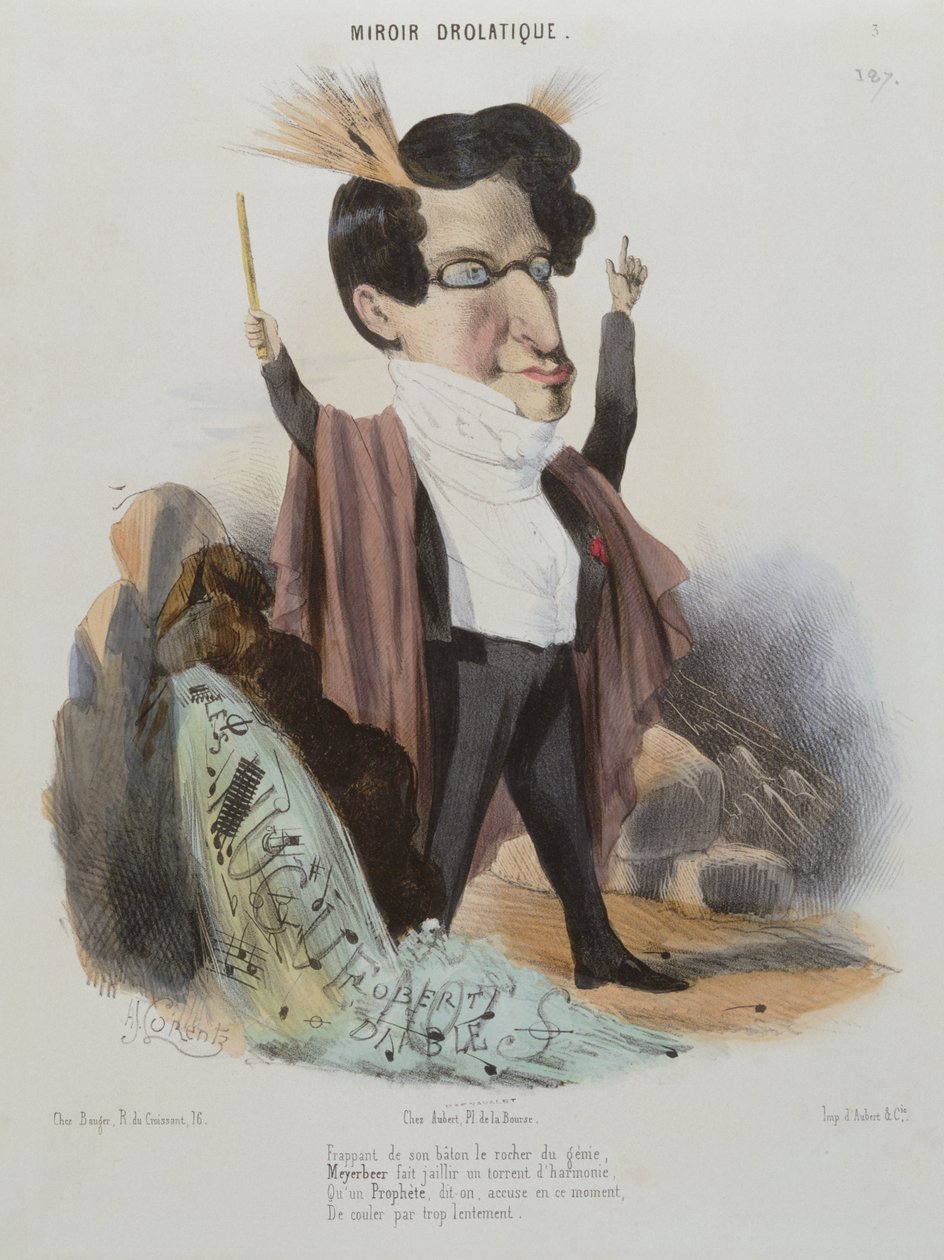 Caricature de Jakob Meyerbeer (1791-1864) compositeur allemand - Alcide Joseph Lorentz