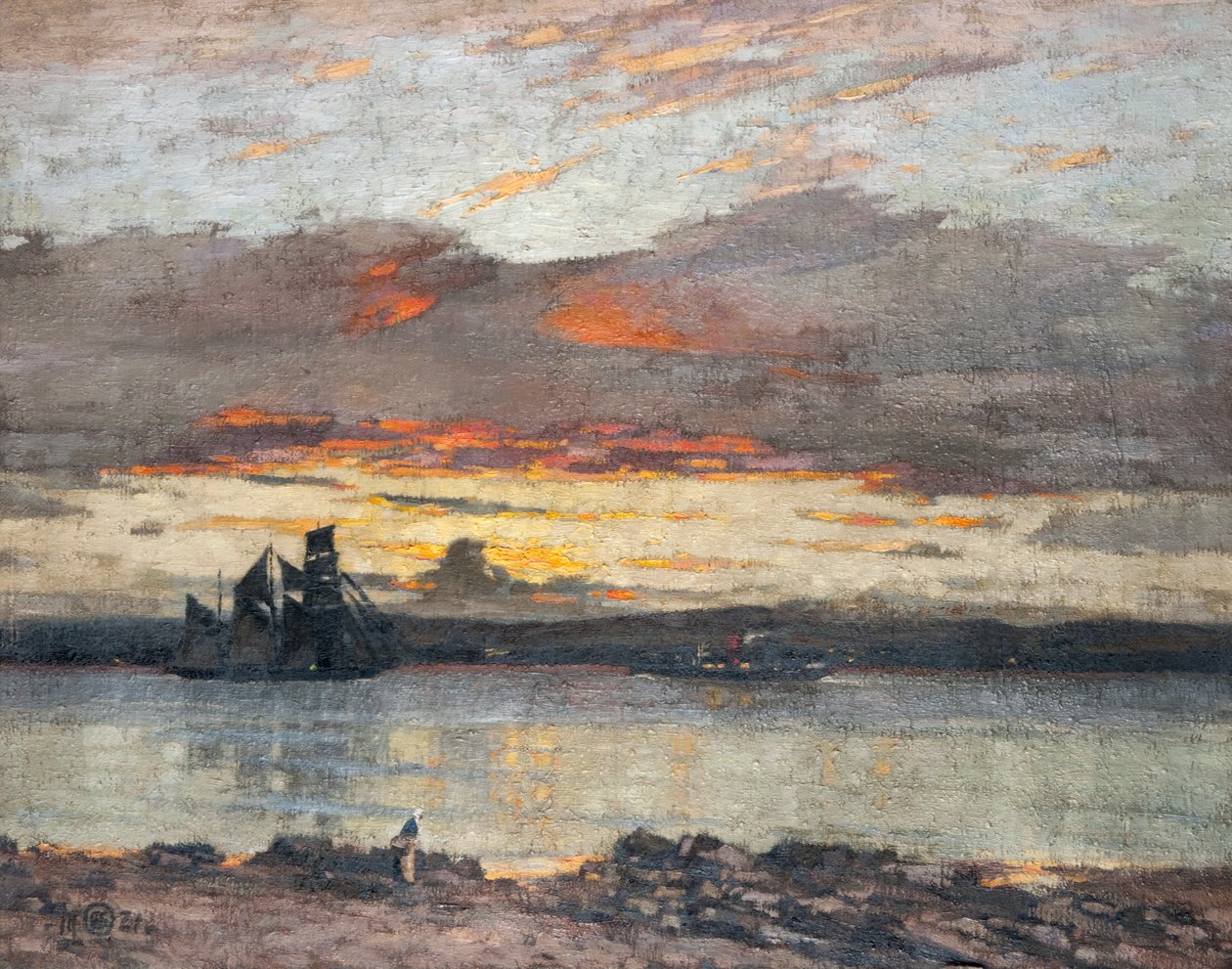 Coucher de soleil sur le Tay [Vue vers Dundee] - Alec Grieve