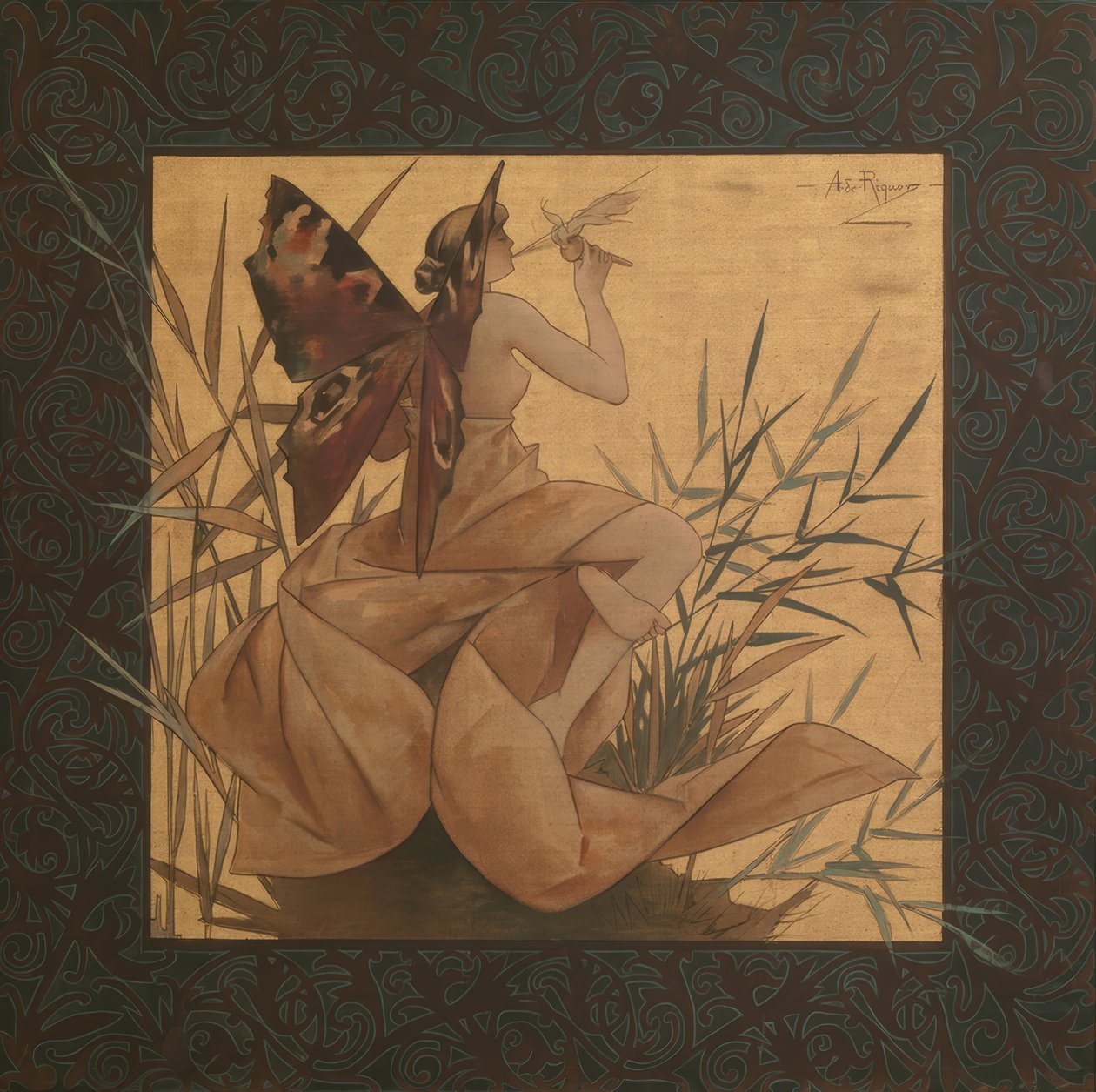 Composition avec nymphe ailée parmi les roseaux - Alejandro de Riquer