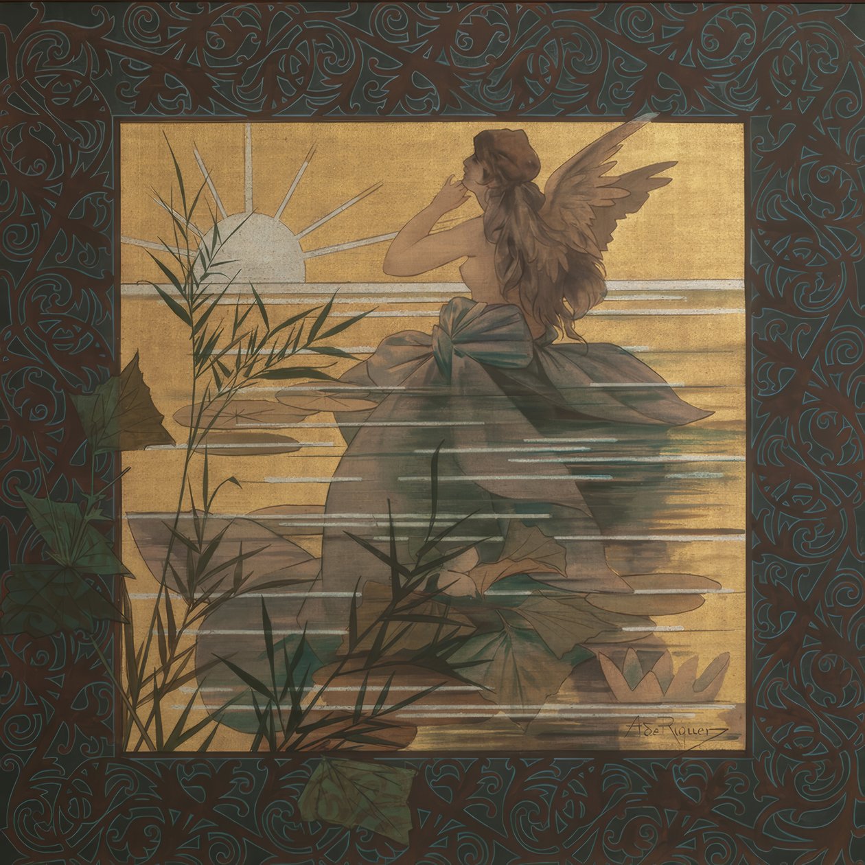 Composition avec nymphe ailée au lever du soleil - Alejandro de Riquer