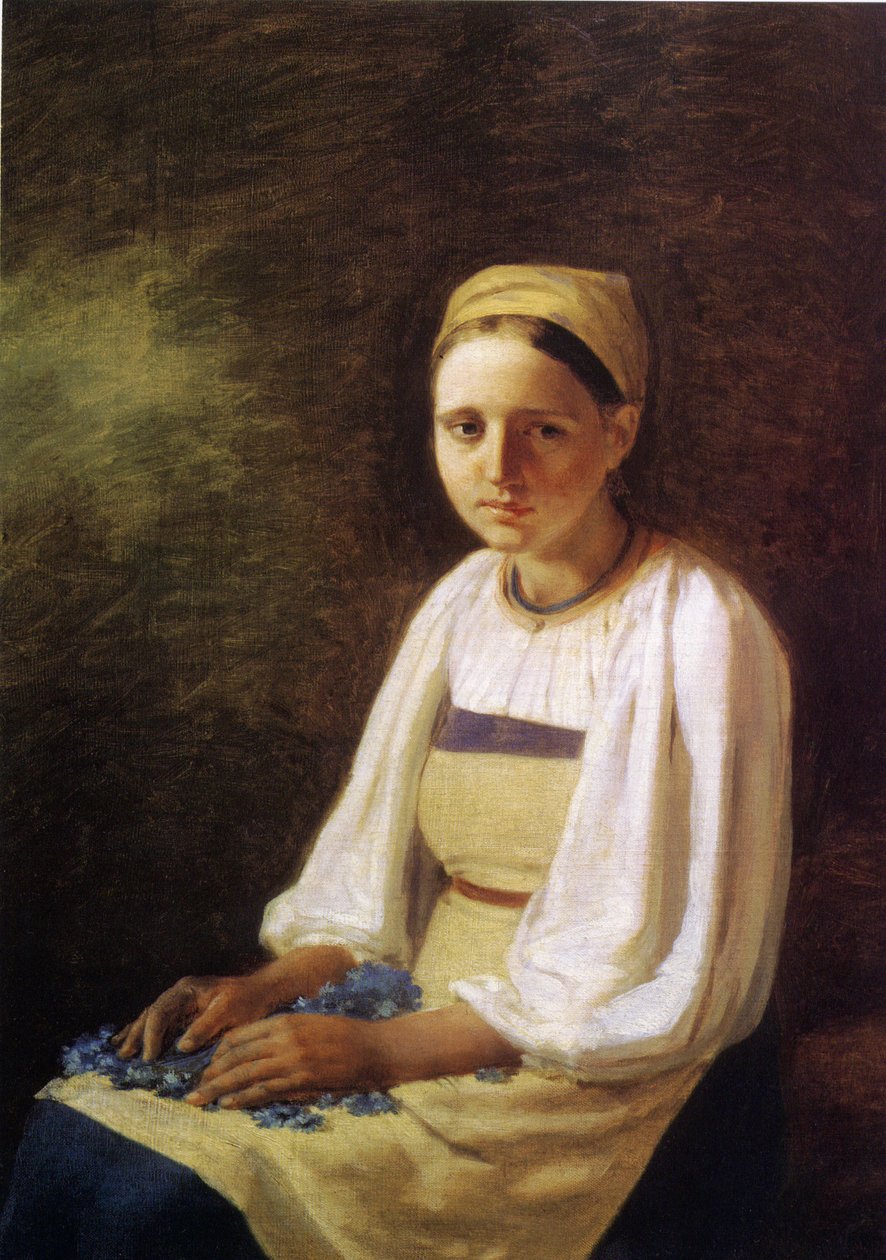 Une paysanne avec des bleuets, 1820s - Aleksei Gavrilovich Venetsianov