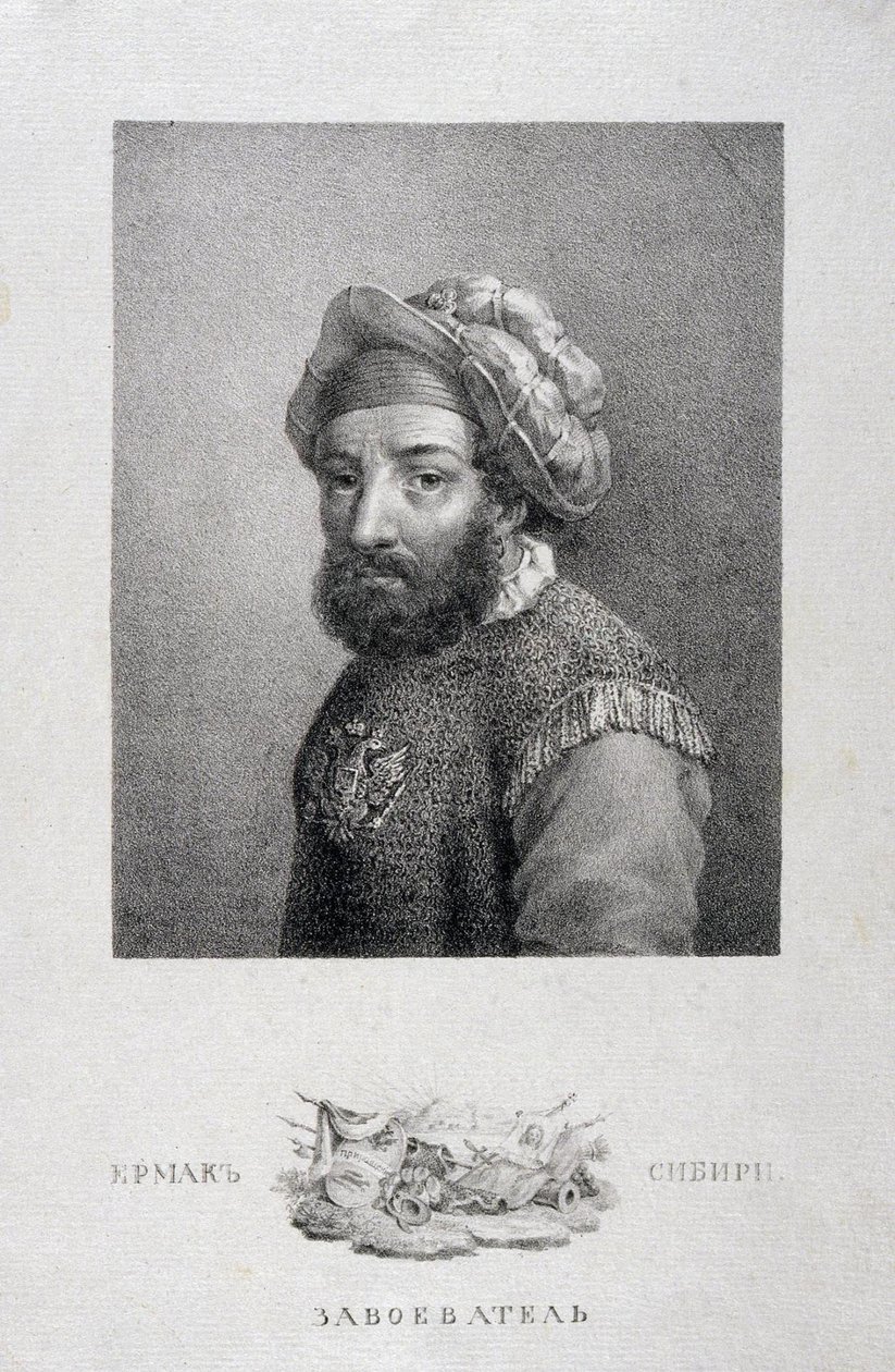 Portrait du chef cosaque, conquérant de la Sibérie Yermak Timopheyevich -1585, 1818 - Aleksei Gavrilovich Venetsianov