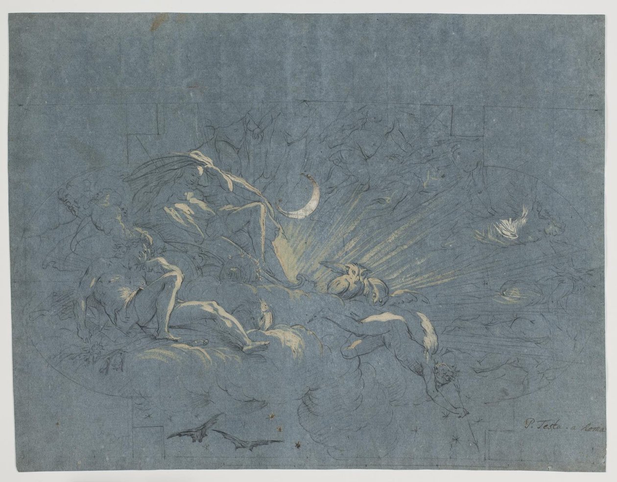 Séléné et Endymion, design pour une peinture de plafond - Alessandro Gherardini