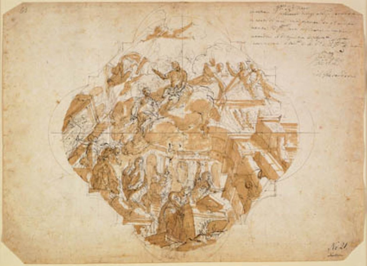 Les arts déplorant la destruction de leurs œuvres, design pour une peinture de plafond - Alessandro Gherardini