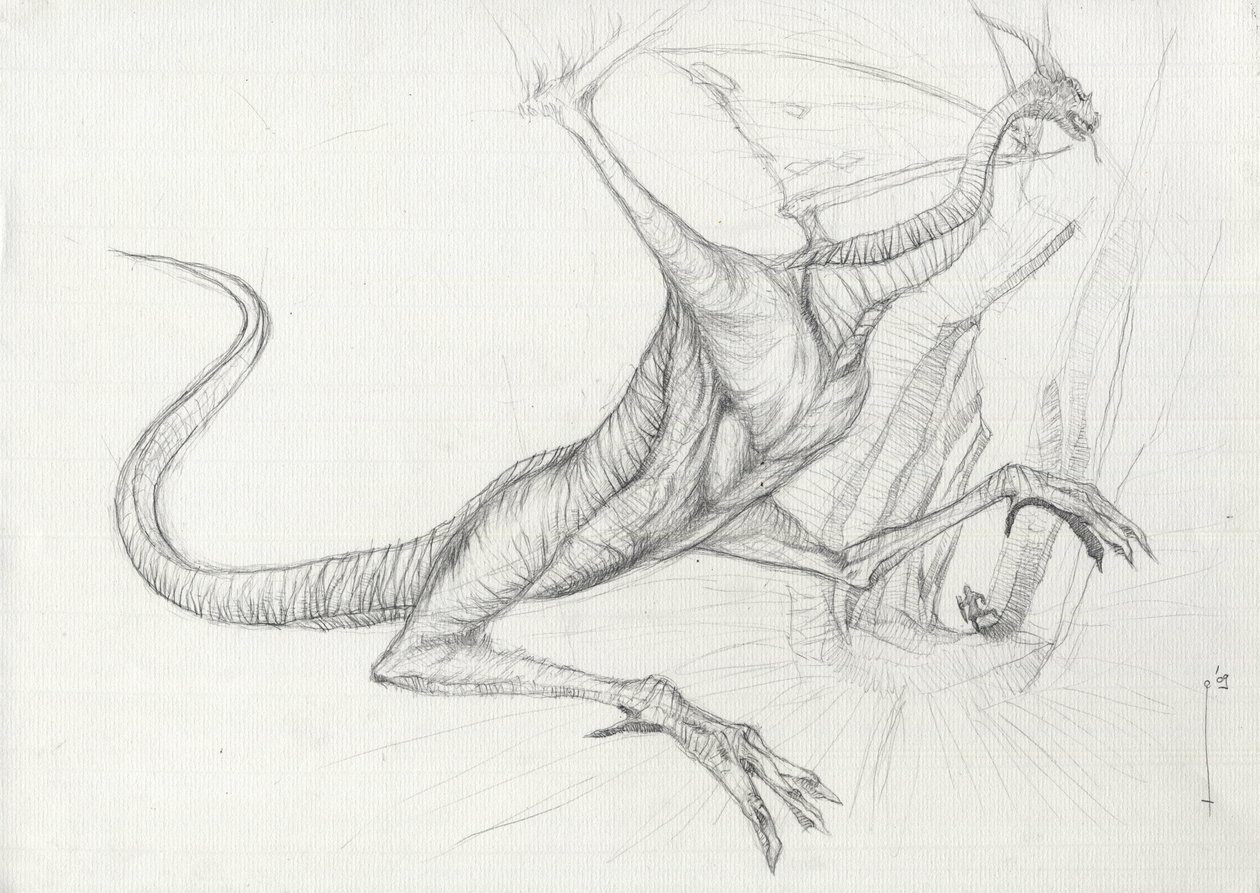Créature fantastique : croquis au crayon d