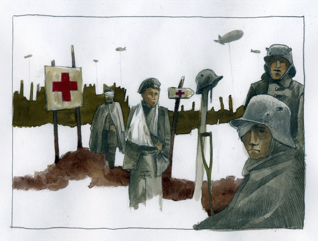 Première Guerre mondiale : Gueules cassées et blessés de guerre au poste de secours de la Croix-Rouge - 1914-1918 - Alessandro Lonati