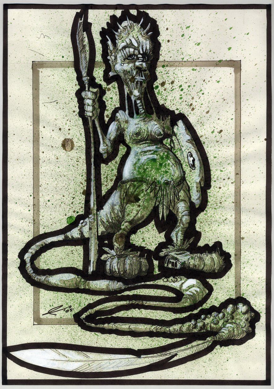 Monstre légendaire pour illustration fantastique : visage d