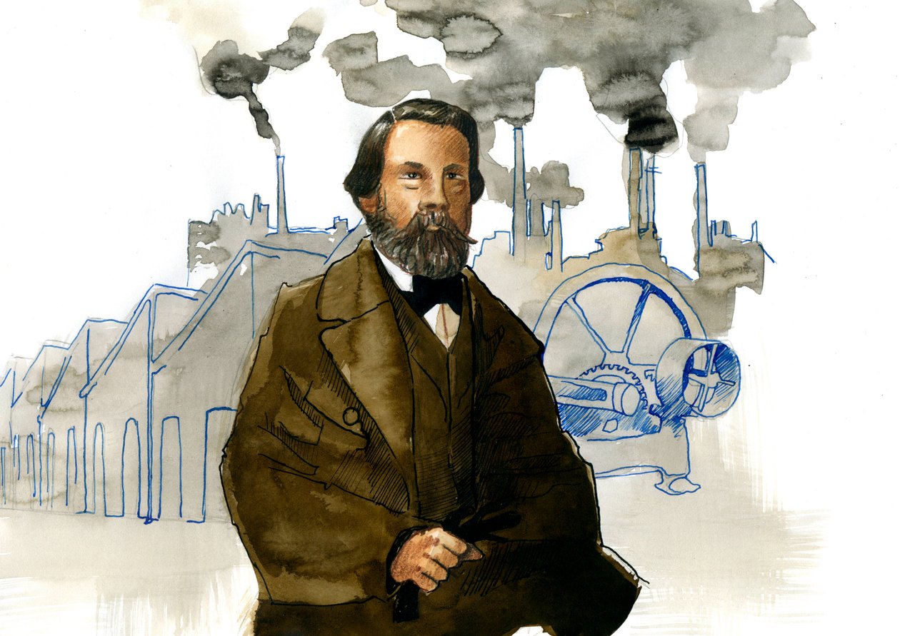 Portrait de Friedrich Engels (1820-1895), théoricien socialiste et homme politique allemand - Alessandro Lonati