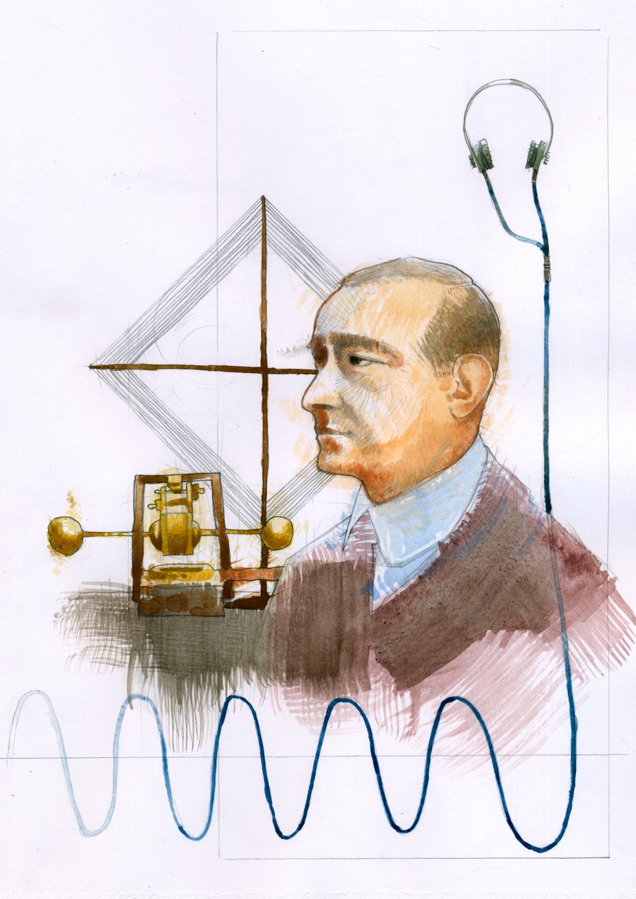 Portrait de Guglielmo Marconi (1874-1937), physicien italien, inventeur du télégraphe - Alessandro Lonati