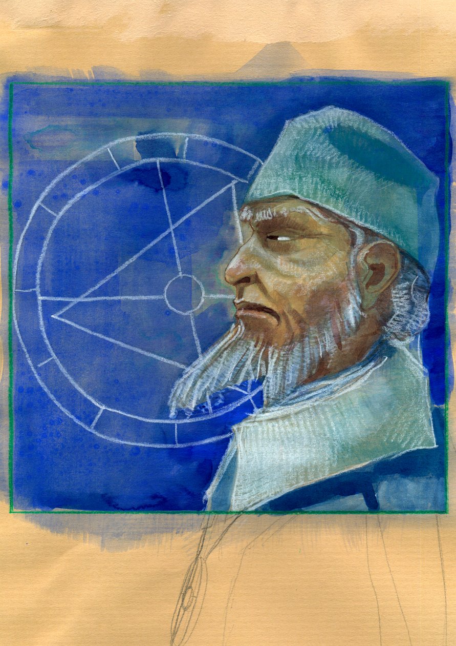 Portrait de Michel de Notre Dame (Nostradamus) astrologue anglais - Portrait de Nostradamus, Michel de Notre Dame (1503-1566) astrologue et médecin français - Alessandro Lonati