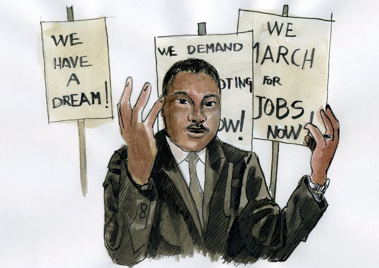 Portrait du pasteur Martin Luther King - Alessandro Lonati