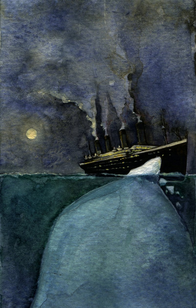 Vue du paquebot transatlantique Titanic au moment du naufrage les 14 et 15 avril 1912, causé par la collision avec un iceberg. 2011 - Alessandro Lonati