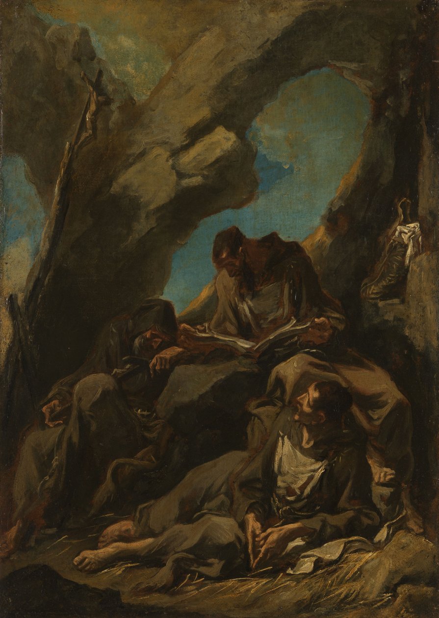 Trois moines camaldule en prière méditative - Alessandro Magnasco