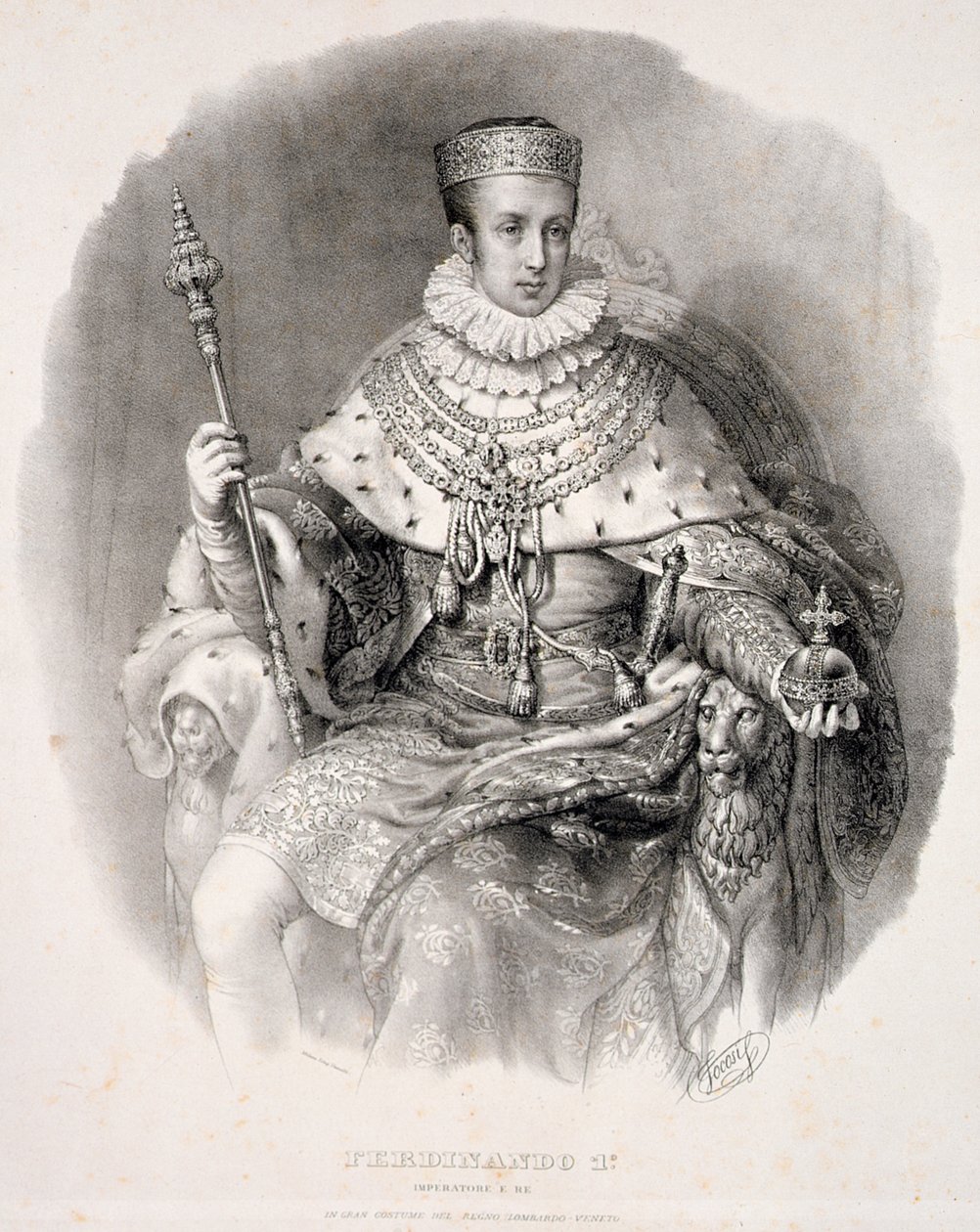 Ferdinand I (1793-1875), roi de Lombardie-Vénétie, en robes d