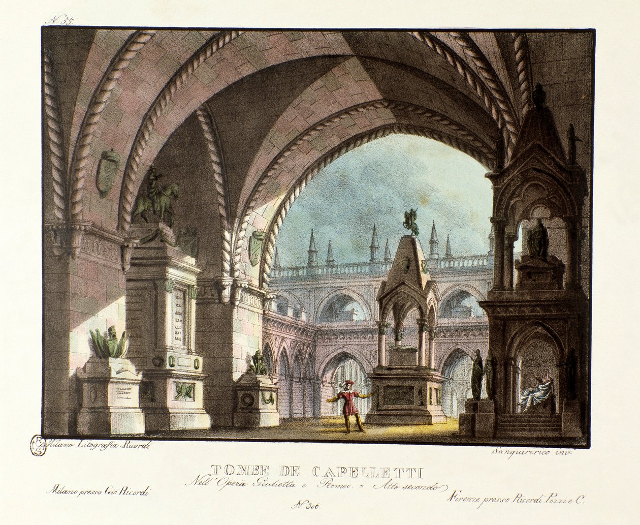 Le tombeau de la famille Capulet Scénographie pour la représentation à Teatro Carcano en 1829 de l