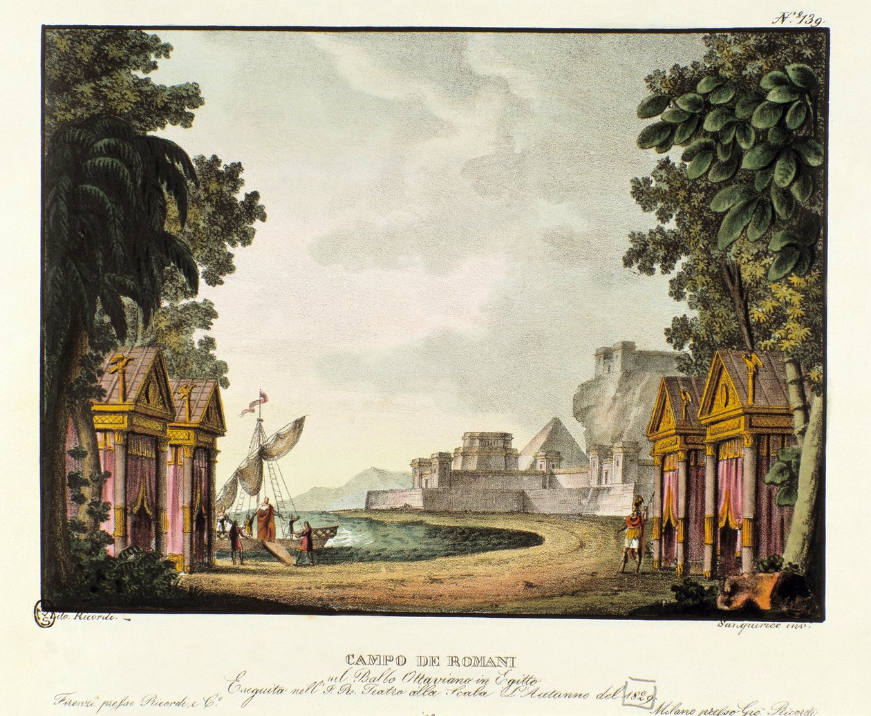 Vue du camp romain Scénographie pour le ballet « Ottaviano in Egitto » du chorégraphe italien Giovanni Galzerani (1828) - Alessandro Sanquirico