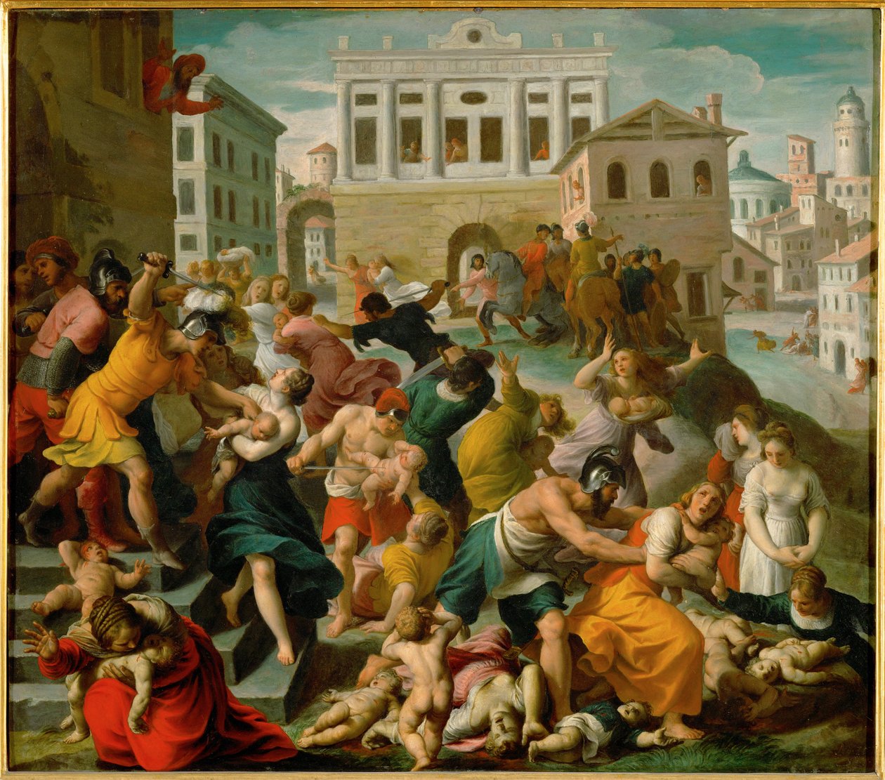 Le massacre des innocents (huile sur cuivre) - Alessandro Turchi